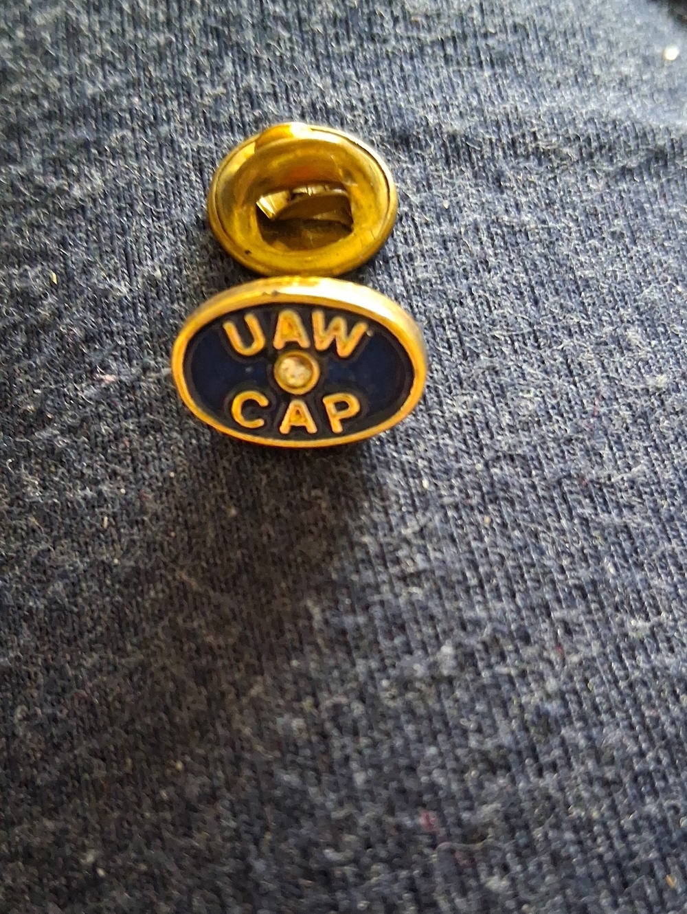 UAW Cap Gold & Navy Enamel Lapel Pin